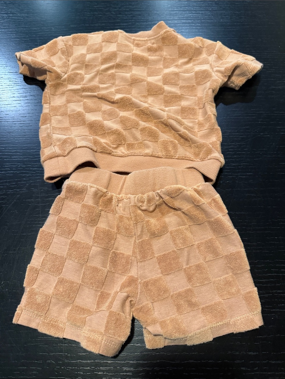 Checker Terry Short Set - Rust/Tan - Picture 3 of 4